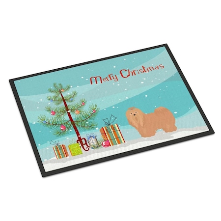 Carolines Treasures 24 x 36 in. Tan Lhasa Apso Christmas Tree Indoor or Outdoor Mat CK3468JMAT